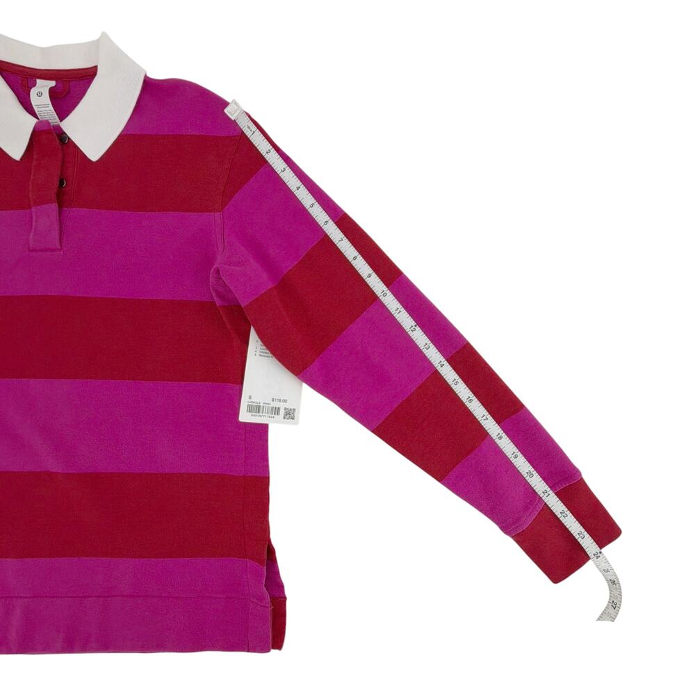LULULEMON French Terry Rugby Shirt in Red & Pink S - Picture 10 of 10